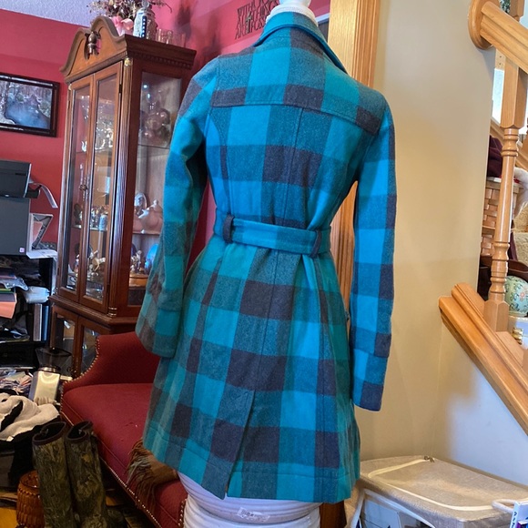 Vintage Penguin Wool Trench, Green/Black Buffalo Plaid, Fully Lined! Womens SM🔥 - Picture 5 of 14